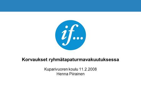 Korvaukset ryhmätapaturmavakuutuksessa Kuparivuoren koulu 11.2.2008 Henna Piirainen.