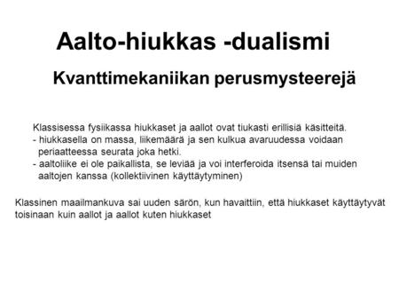 Aalto-hiukkas -dualismi