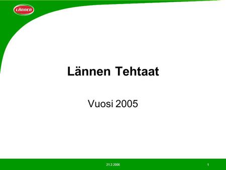 21.2.20061 Lännen Tehtaat Vuosi 2005. 21.2.20062 Tulos/osake 2001-2005, euroa IFRS.
