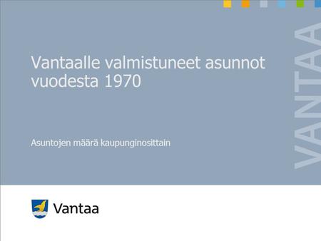 Vantaalle valmistuneet asunnot vuodesta 1970 Asuntojen määrä kaupunginosittain.