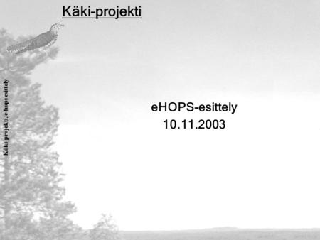 Käki-projekti, e-hops esittely Käki-projekti eHOPS-esittely 10.11.2003.