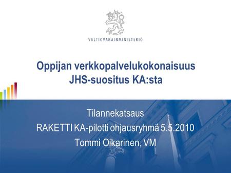 Oppijan verkkopalvelukokonaisuus JHS-suositus KA:sta