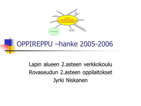 OPPIREPPU –hanke 2005-2006 Lapin alueen 2.asteen verkkokoulu Rovaseudun 2.asteen oppilaitokset Jyrki Niskanen.