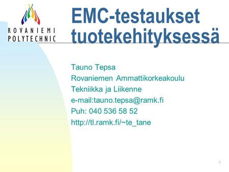 EMC-testaukset tuotekehityksessä