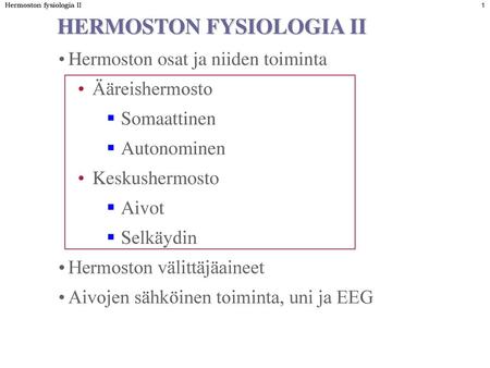 HERMOSTON FYSIOLOGIA II