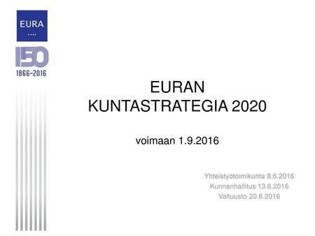 EURAN KUNTASTRATEGIA 2020 voimaan