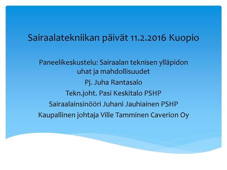 Sairaalatekniikan päivät Kuopio