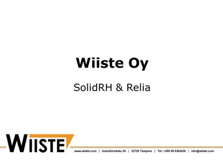 Wiiste Oy SolidRH & Relia.