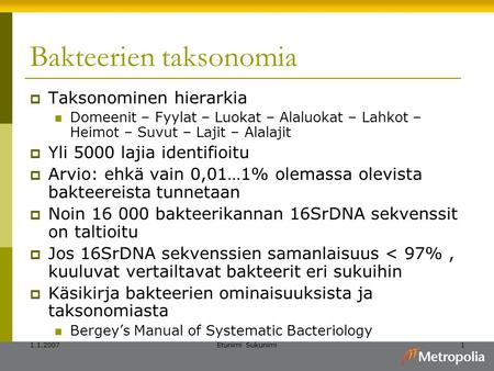 Bakteerien taksonomia