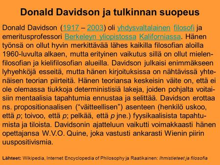 Donald Davidson ja tulkinnan suopeus