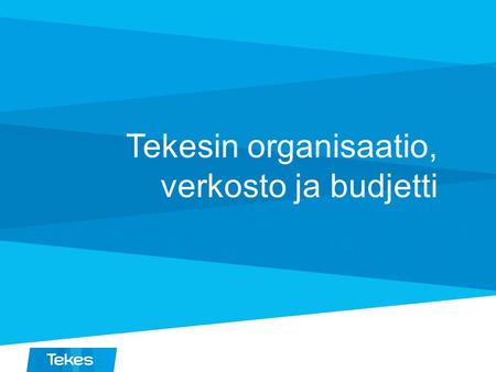 Tekesin organisaatio, verkosto ja budjetti. Tekes 1.4.2013 05-2013DM 25741 Kasvu- yritykset Nuoret yritykset Suuret yritykset ja julkiset organisaatiot.