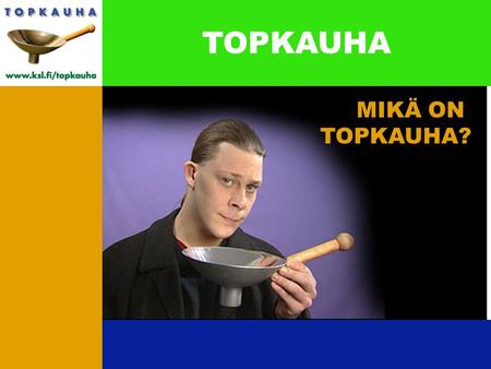 MIKÄ ON TOPKAUHA? TOPKAUHA. MIKÄ ON TOPKAUHA? TOPKAUHA on suomalaisten asiantuntijoiden kehittämä työssäoppimisjärjestelmä kaupan ja hallinnon alalle: