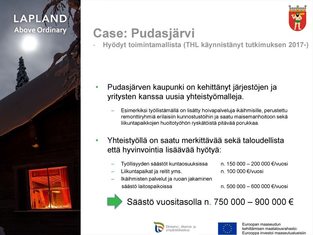 Case: Pudasjärvi Säästö vuositasolla n – €