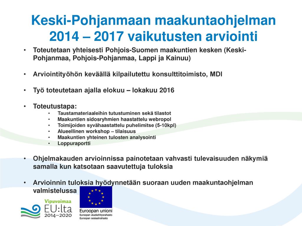 Keski-Pohjanmaan maakuntaohjelman 2014 – 2017 vaikutusten arviointi