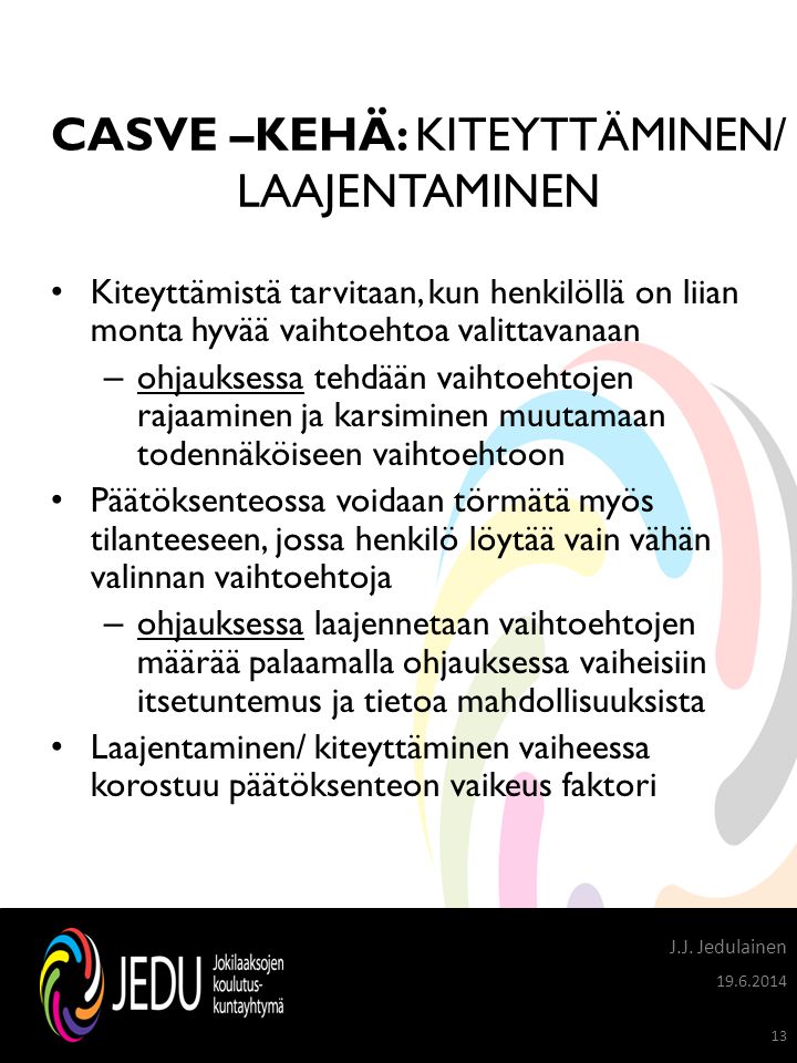 CASVE –KEHÄ: KITEYTTÄMINEN/ LAAJENTAMINEN