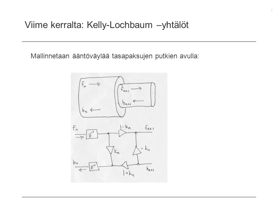 Viime kerralta: Kelly-Lochbaum –yhtälöt