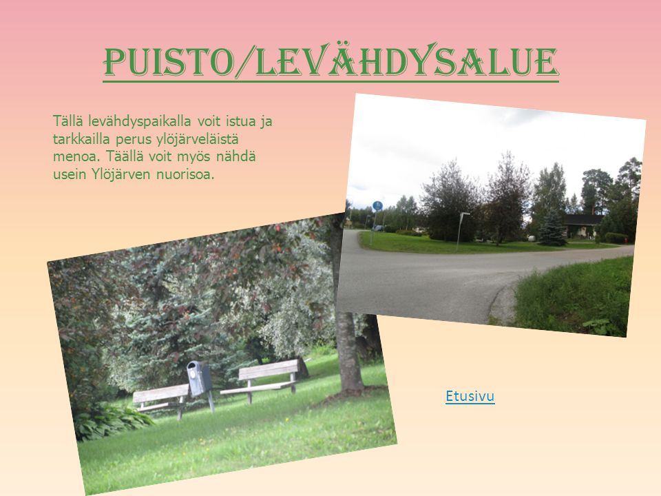 Puisto/Levähdysalue Etusivu