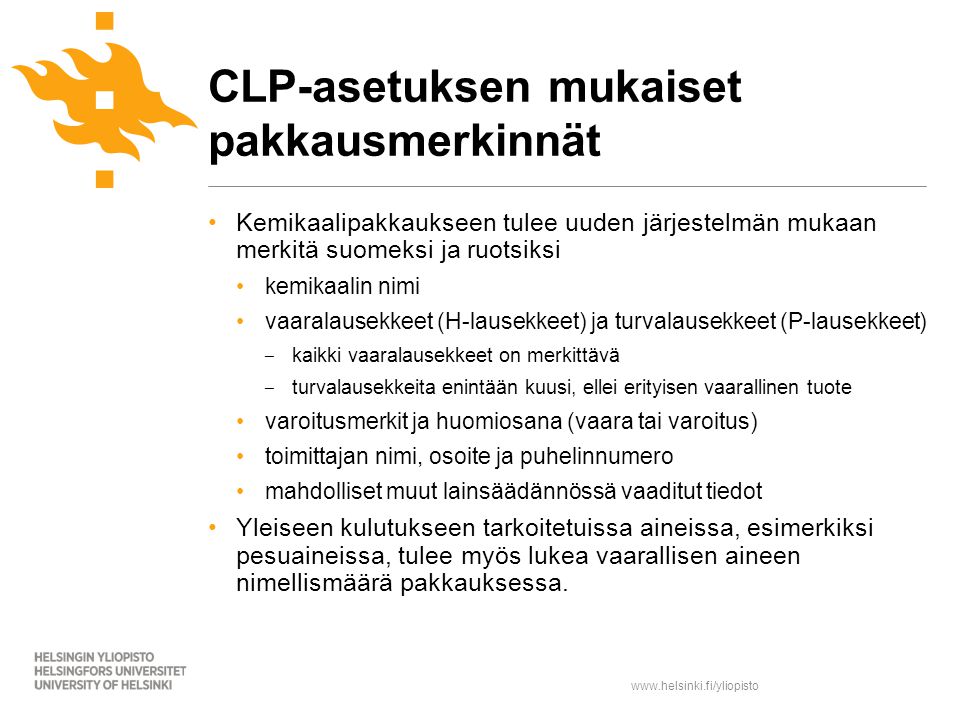 CLP-asetuksen mukaiset pakkausmerkinnät