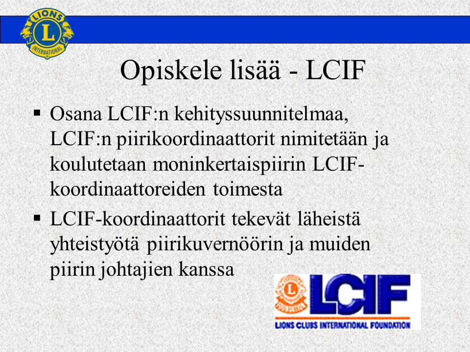 Opiskele lisää - LCIF