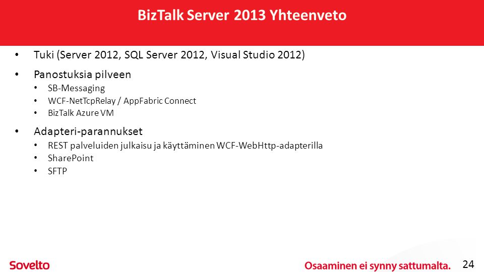 BizTalk Server 2013 Yhteenveto