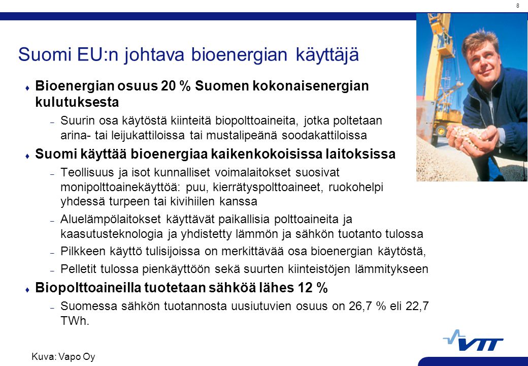 Suomi EU:n johtava bioenergian käyttäjä