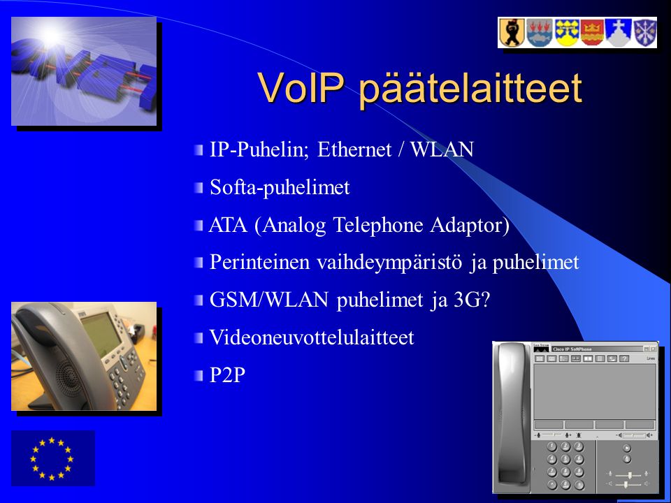 VoIP päätelaitteet IP-Puhelin; Ethernet / WLAN Softa-puhelimet