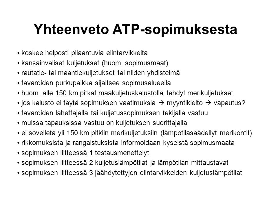 Yhteenveto ATP-sopimuksesta