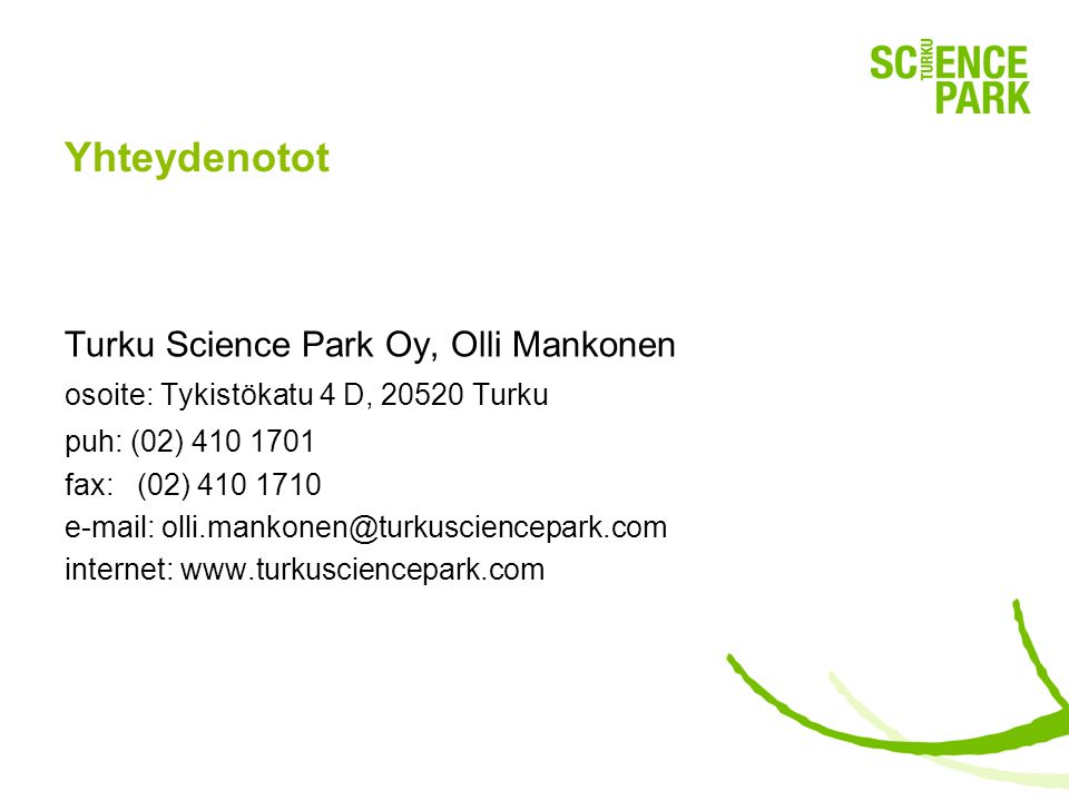 Yhteydenotot Turku Science Park Oy, Olli Mankonen