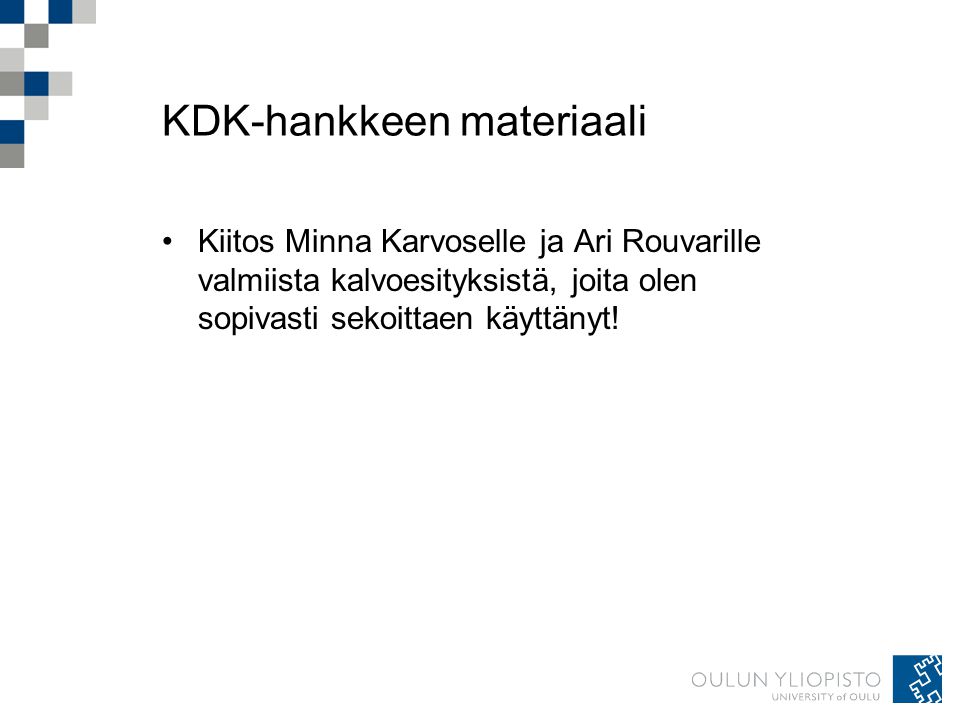 KDK-hankkeen materiaali