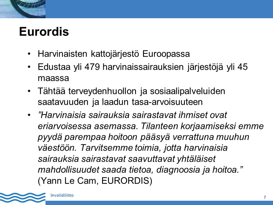 Eurordis Harvinaisten kattojärjestö Euroopassa