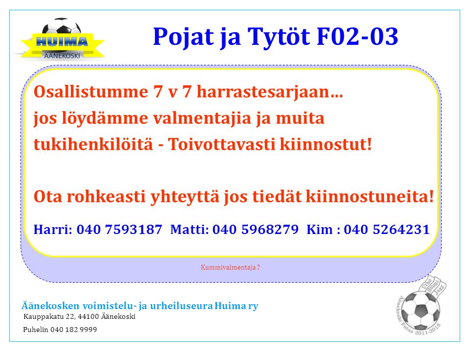 Pojat ja Tytöt F02-03 Äänekoski Futaa Huima Urho Jazz