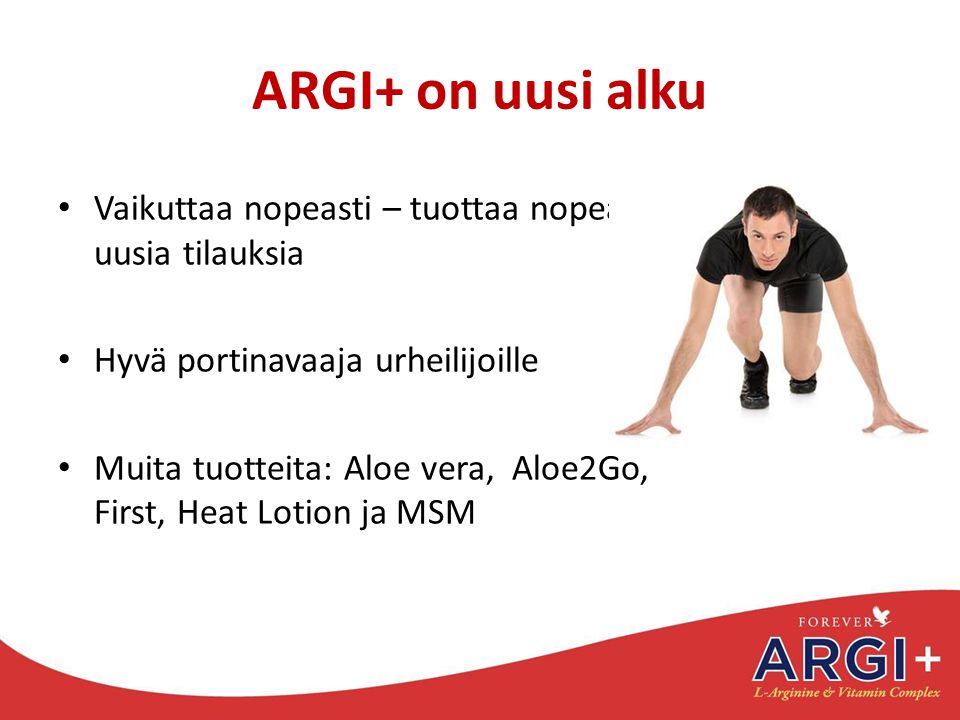 ARGI+ on uusi alku Vaikuttaa nopeasti – tuottaa nopeasti uusia tilauksia. Hyvä portinavaaja urheilijoille.