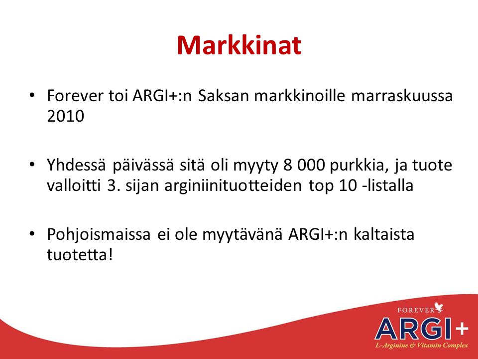 Markkinat Forever toi ARGI+:n Saksan markkinoille marraskuussa 2010