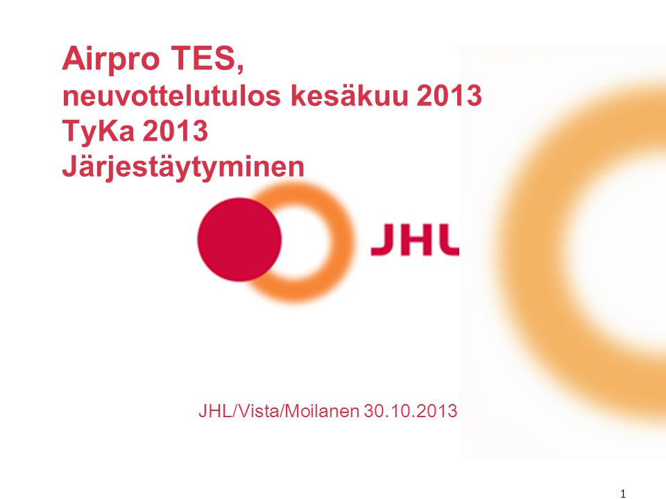 Airpro TES, neuvottelutulos kesäkuu 2013 TyKa 2013 Järjestäytyminen