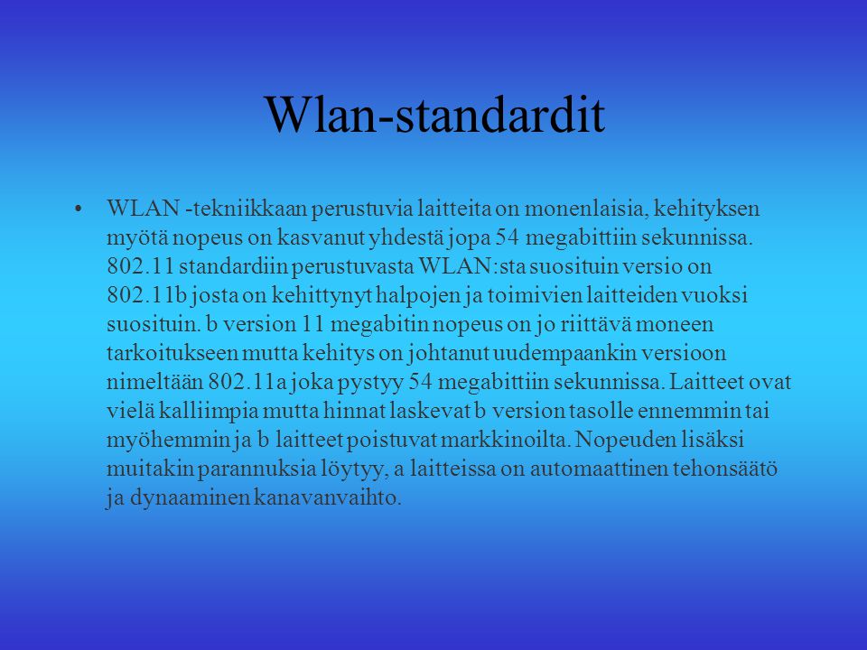 Wlan-standardit
