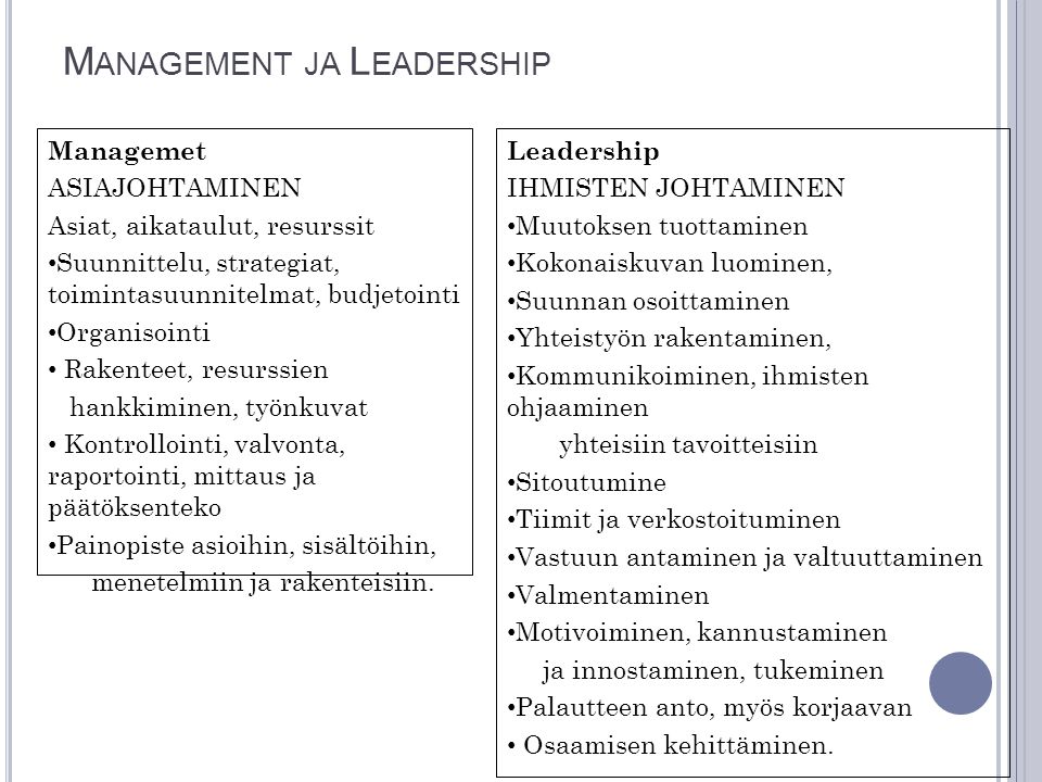 Management ja Leadership