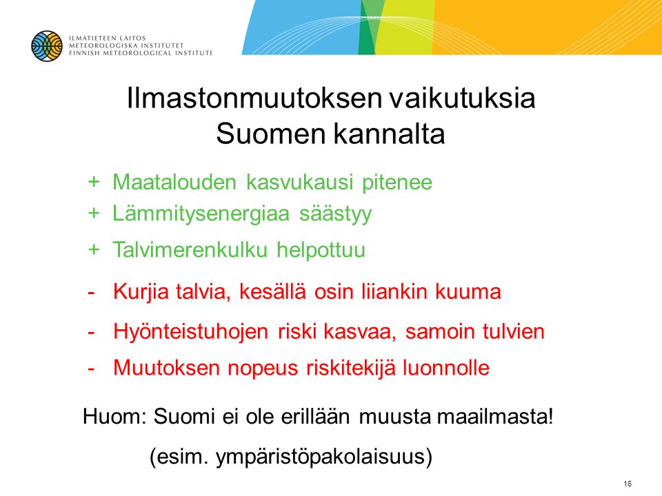 Ilmastonmuutoksen vaikutuksia Suomen kannalta