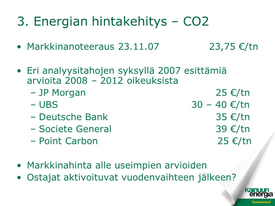 3. Energian hintakehitys – CO2