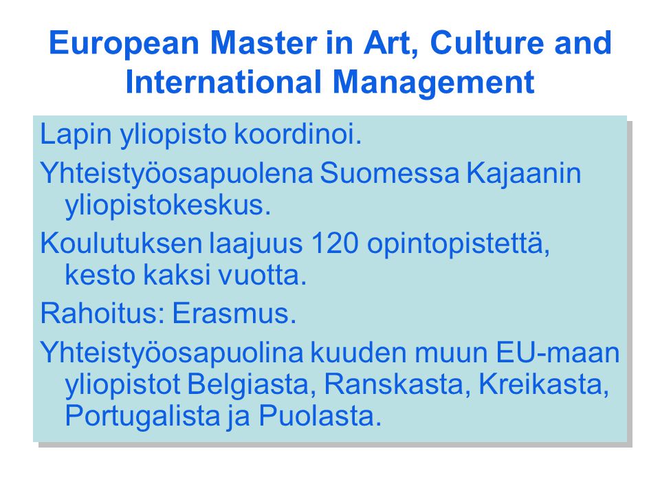 European Master in Art, Culture and International Management