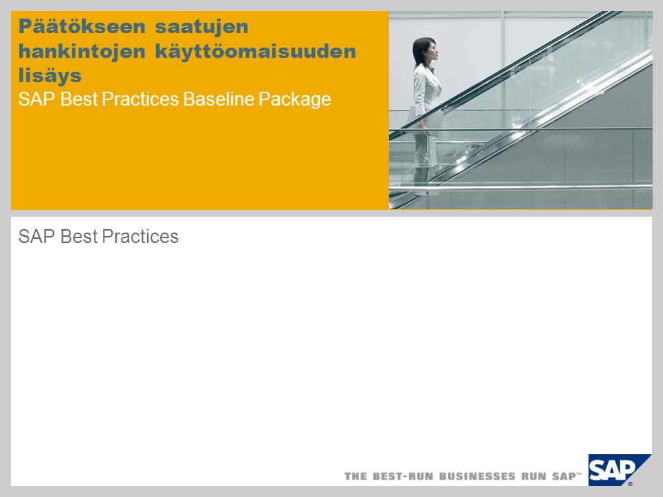 Päätökseen saatujen hankintojen käyttöomaisuuden lisäys SAP Best Practices Baseline Package