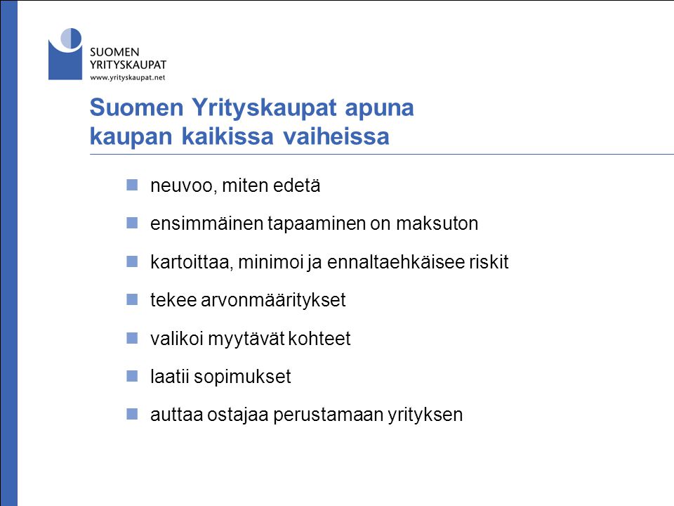 Suomen Yrityskaupat apuna kaupan kaikissa vaiheissa