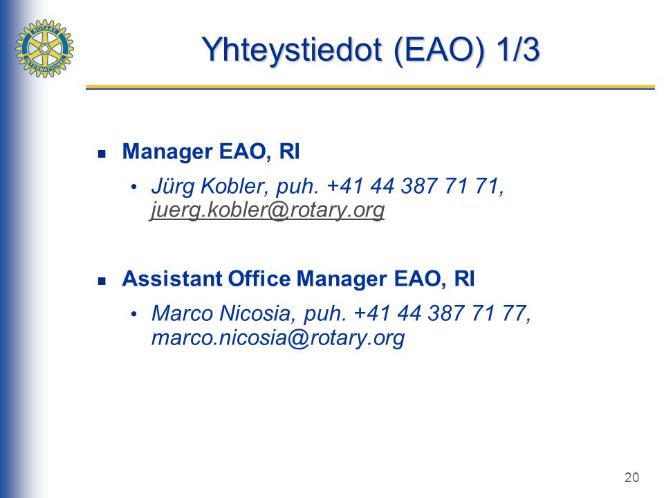 Yhteystiedot (EAO) 1/3 Manager EAO, RI