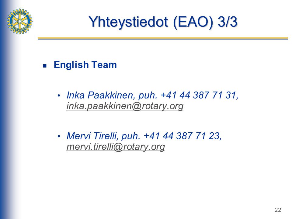 Yhteystiedot (EAO) 3/3 English Team