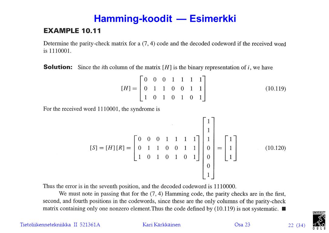 Hamming-koodit — Esimerkki