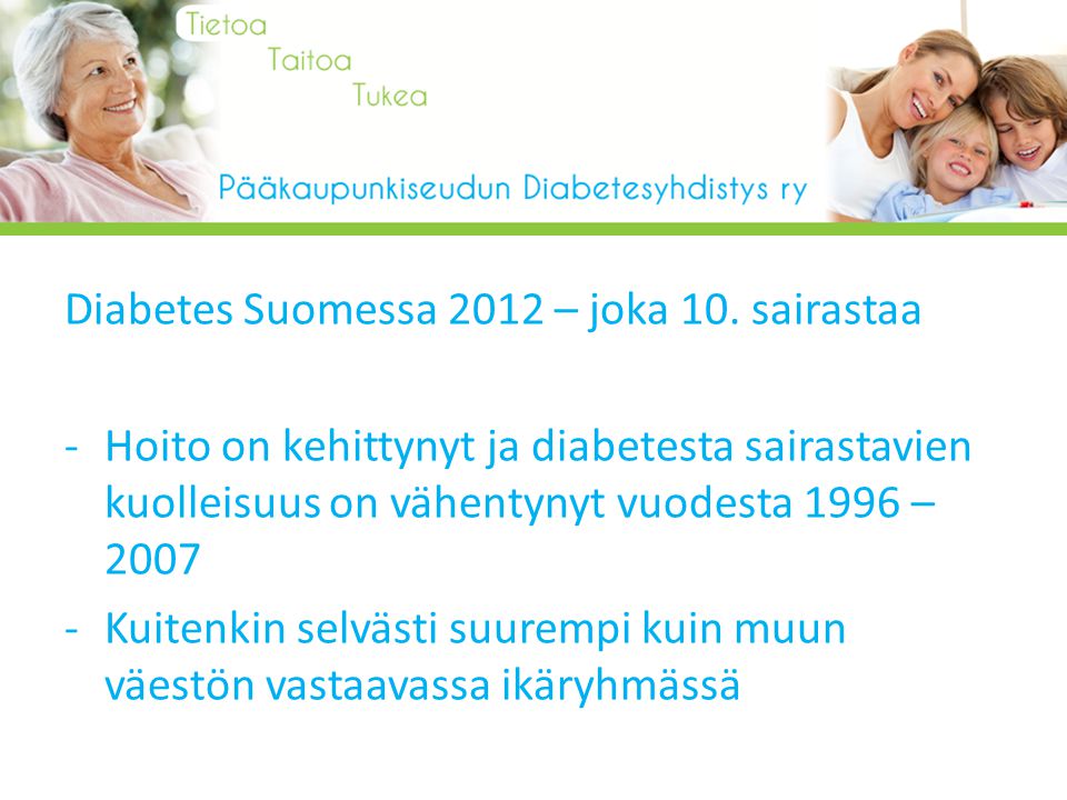 Diabetes Suomessa 2012 – joka 10. sairastaa