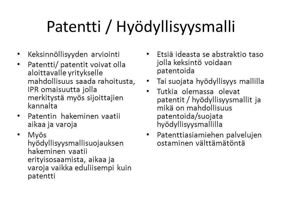Patentti / Hyödyllisyysmalli