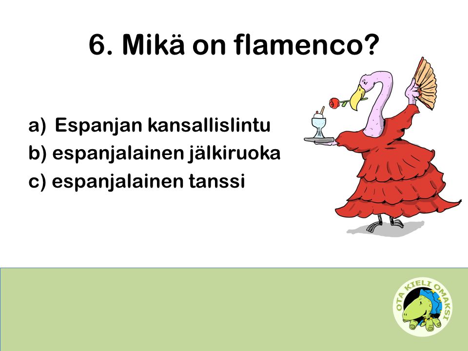 6. Mikä on flamenco Espanjan kansallislintu