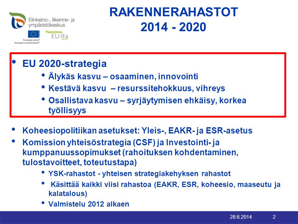 RAKENNERAHASTOT EU 2020-strategia