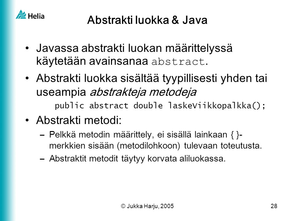 Abstrakti luokka & Java