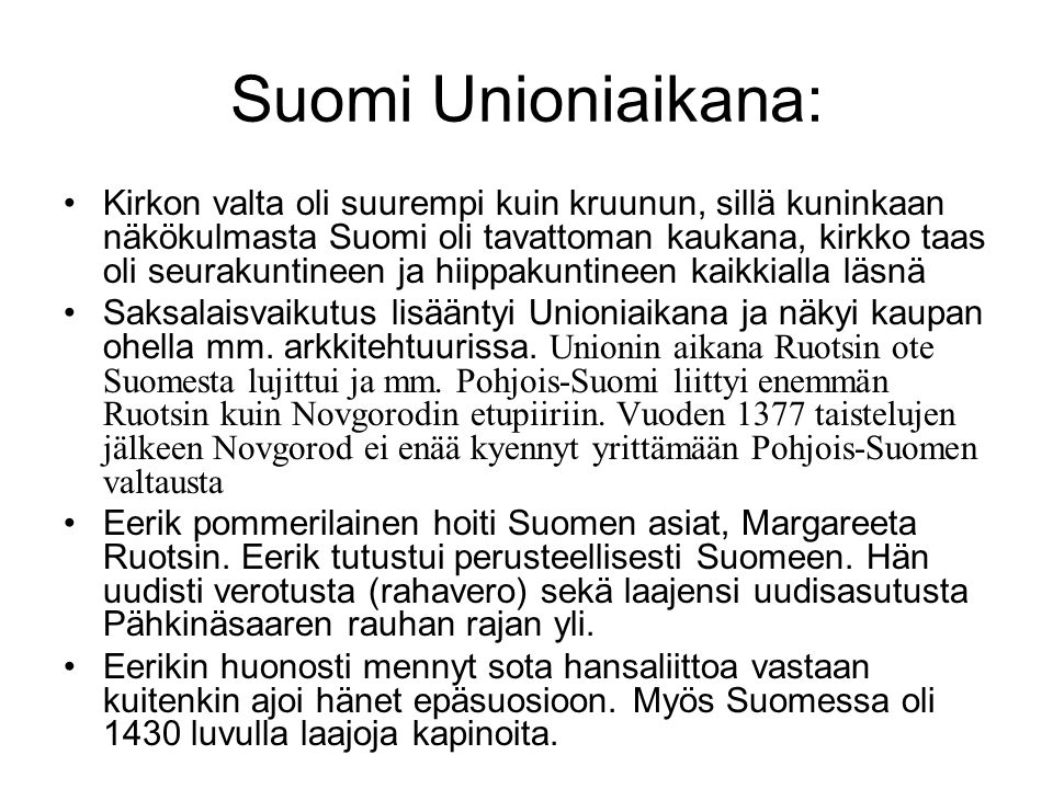 Suomi Unioniaikana: